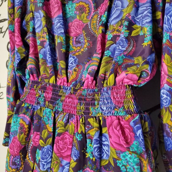 Vintage 80s Classics by Leslie Fay Working Girl Floral & Paisley Dress, 8p - Picture 5 of 7